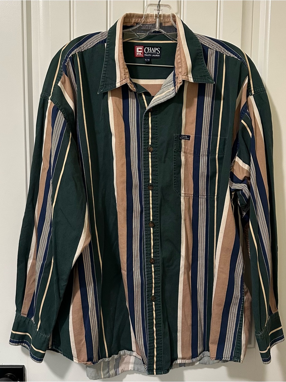 Ralph Lauren Chaps Men's Green Multi-Stripe Button-Down Shirt XL